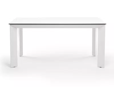 "Венето" обеденный стол из HPL 160х80см, цвет молочный, каркас белый