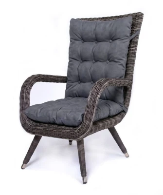 "Толедо" кресло плетеное с подушками, цвет графит