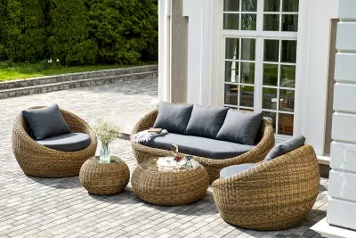 "Барселона" лаунж-зона из искусственного ротанга, цвет соломенный