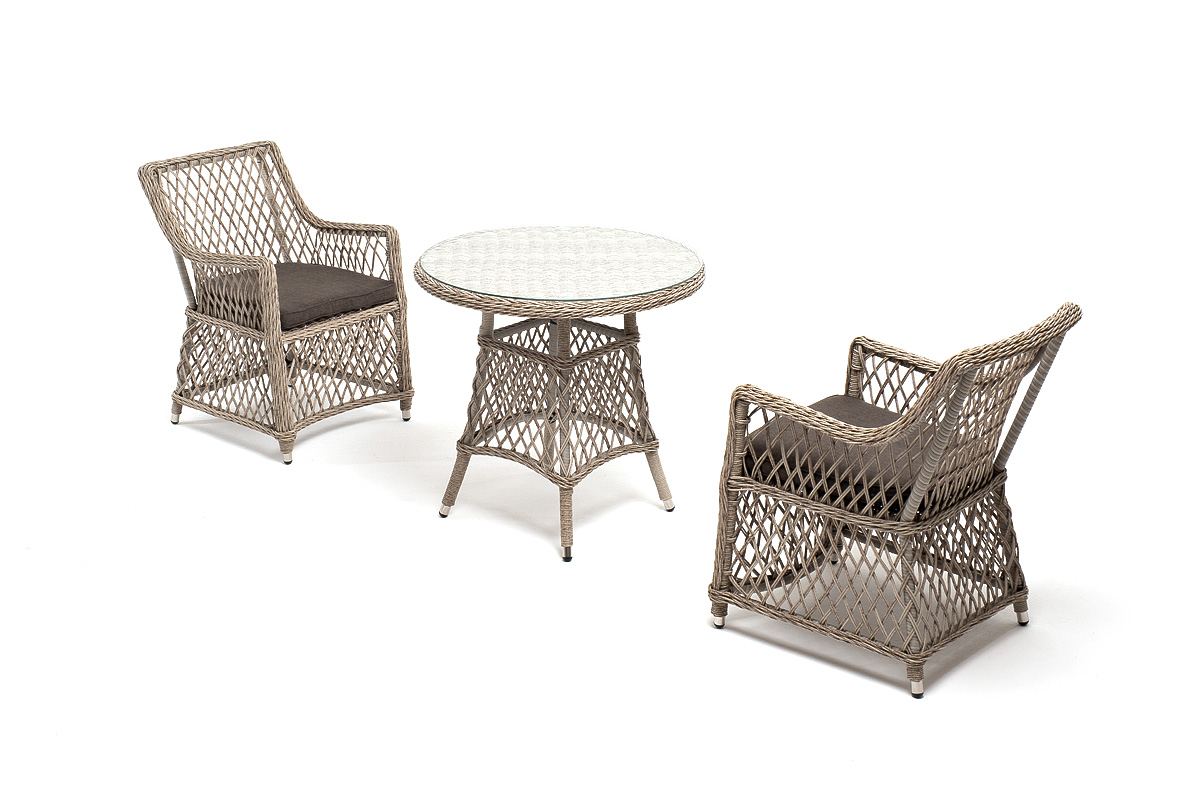 "Эспрессо-80 L" обеденная группа плетеная, цвет бежевый