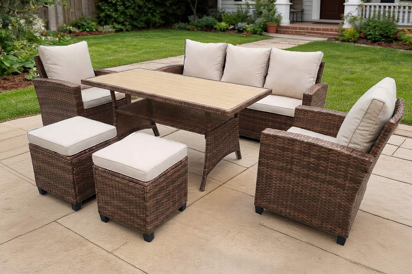 "Мэдисон" обеденная группа из искусственного ротанга, цвет коричневый (К)