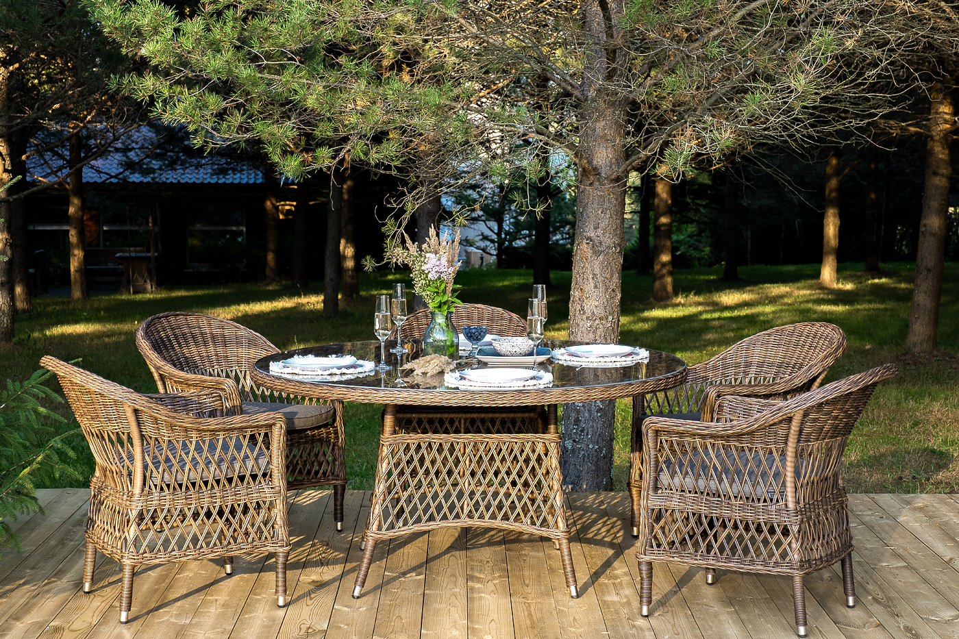 "Эспрессо–150 S" обеденная группа плетеная, цвет коричневый "Эспрессо–150 S" обеденная группа плетеная, цвет коричневый