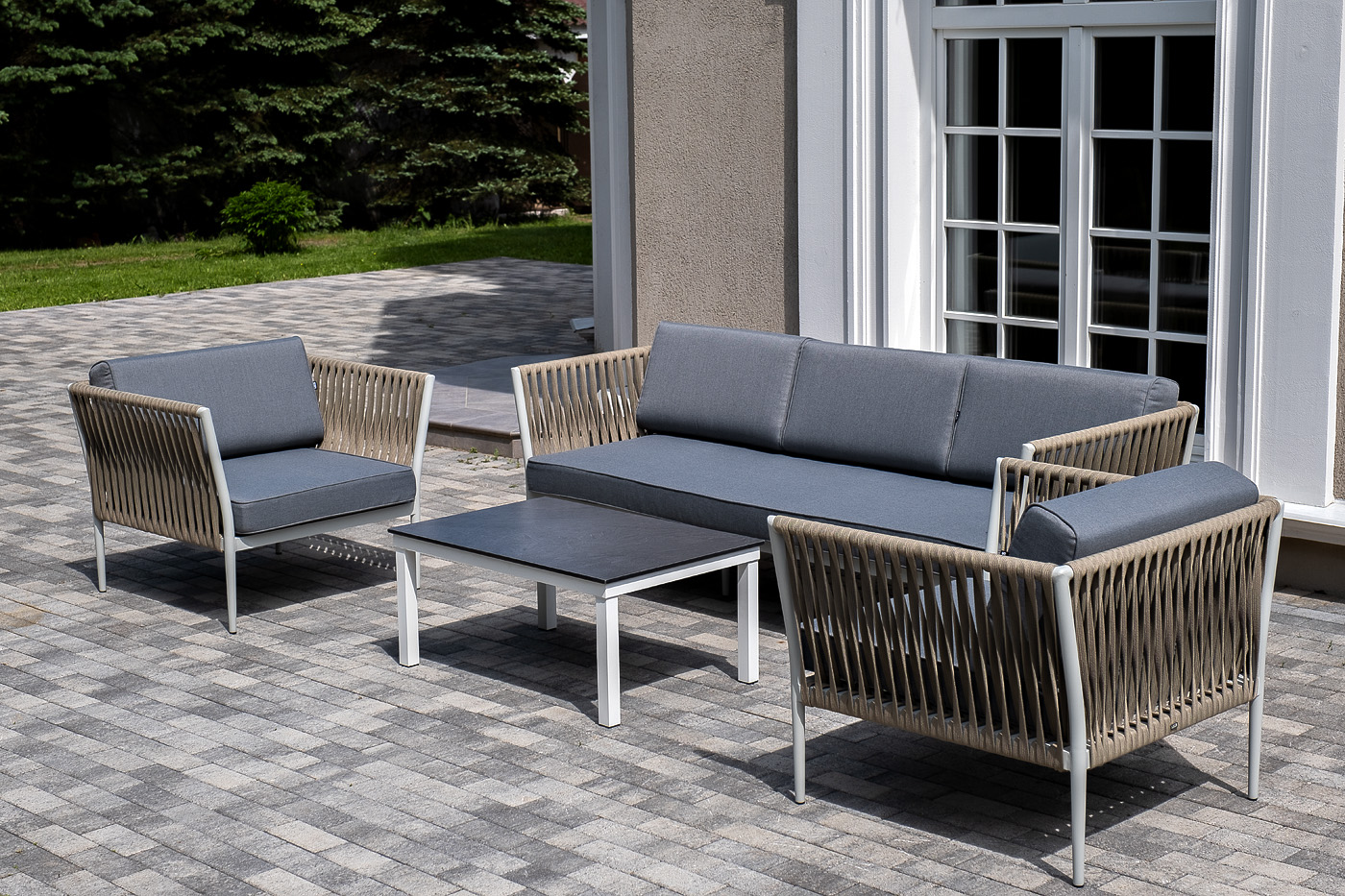 "Касабланка" лаунж-зона плетеная из роупа 5-местная, цвет серый