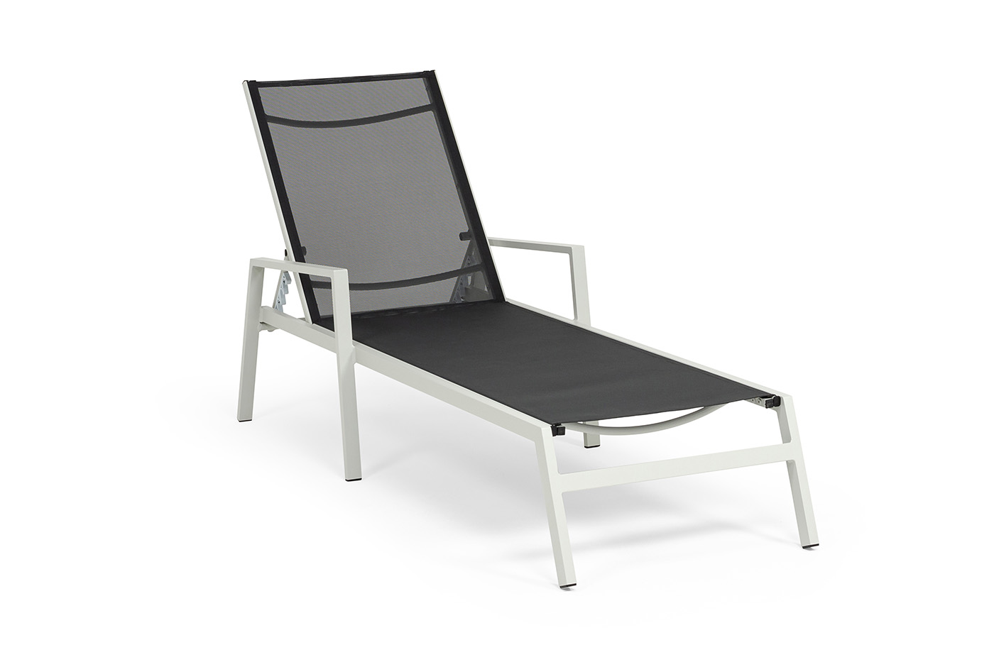 "Парма" шезлонг, каркас алюминий светло-серый (RAL7035) муар, ткань текстилен темно-серая