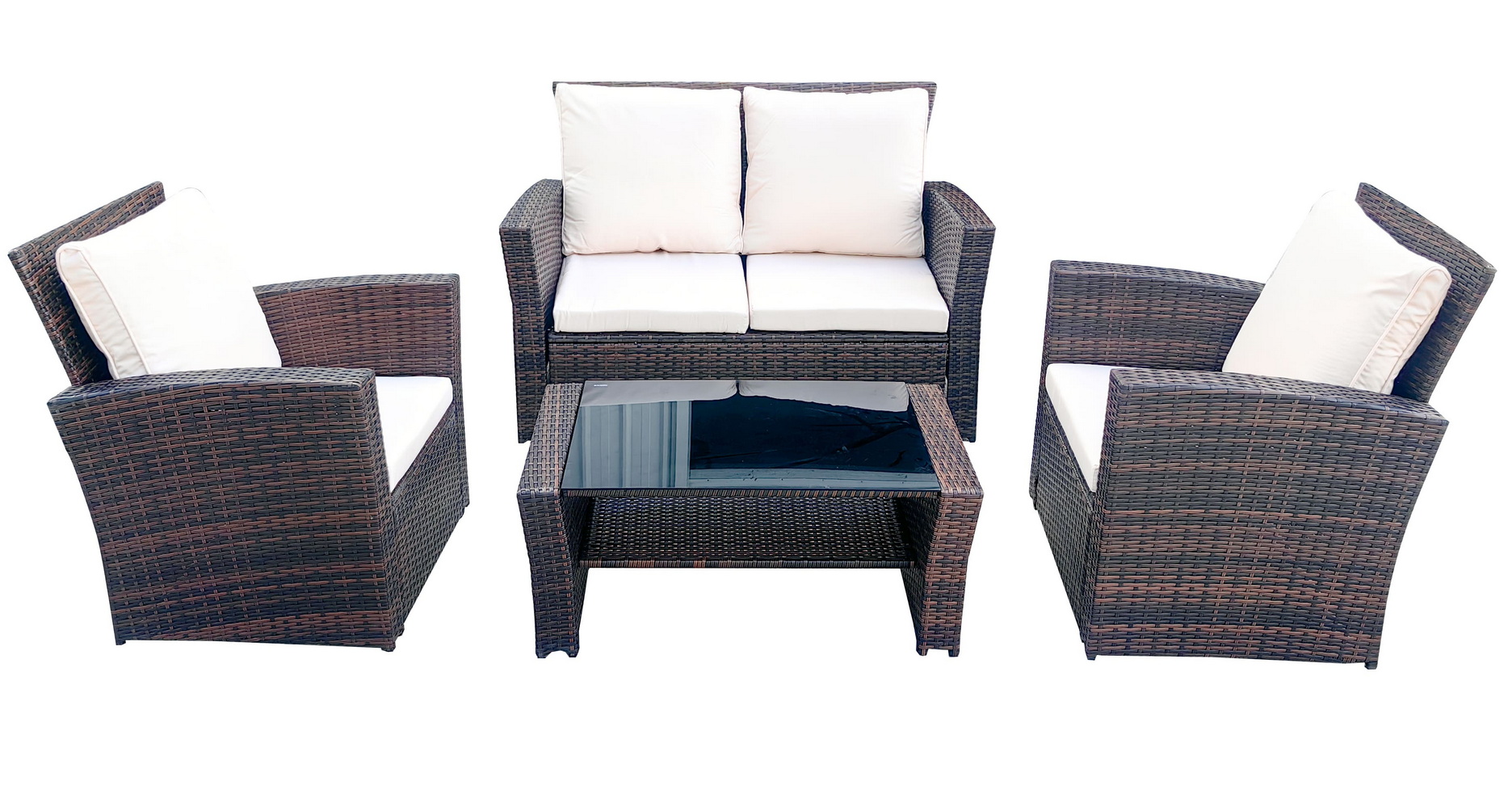 "Портленд" лаунж-зона из искусственного ротанга на 4 персоны, цвет коричневый (К)