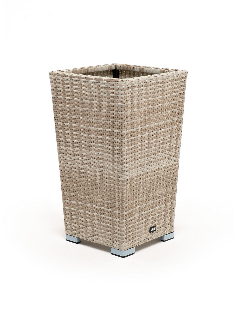 "Капучино" кашпо для цветов плетеное из искусственного ротанга, цвет бежевый