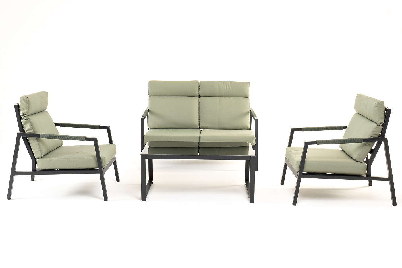 "Лилия" лаунж-зона 4-местная из алюминия, цвет серо-зеленый