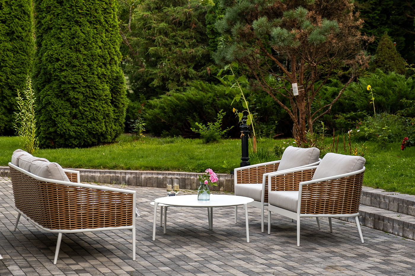 "Тоскана" лаунж-зона из искусственного ротанга, цвет соломенный (К)