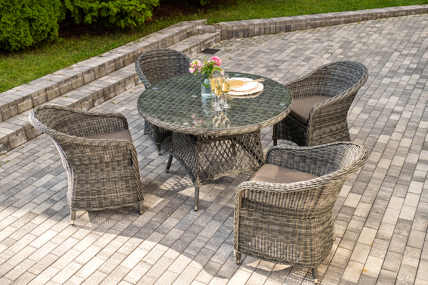 "Равенна" обеденная группа плетеная, цвет графит "Равенна" обеденная группа плетеная, цвет графит