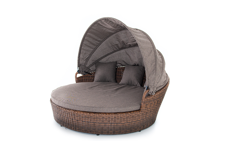 "Стильяно" плетеная (гиацинт) кровать круглая, цвет коричневый