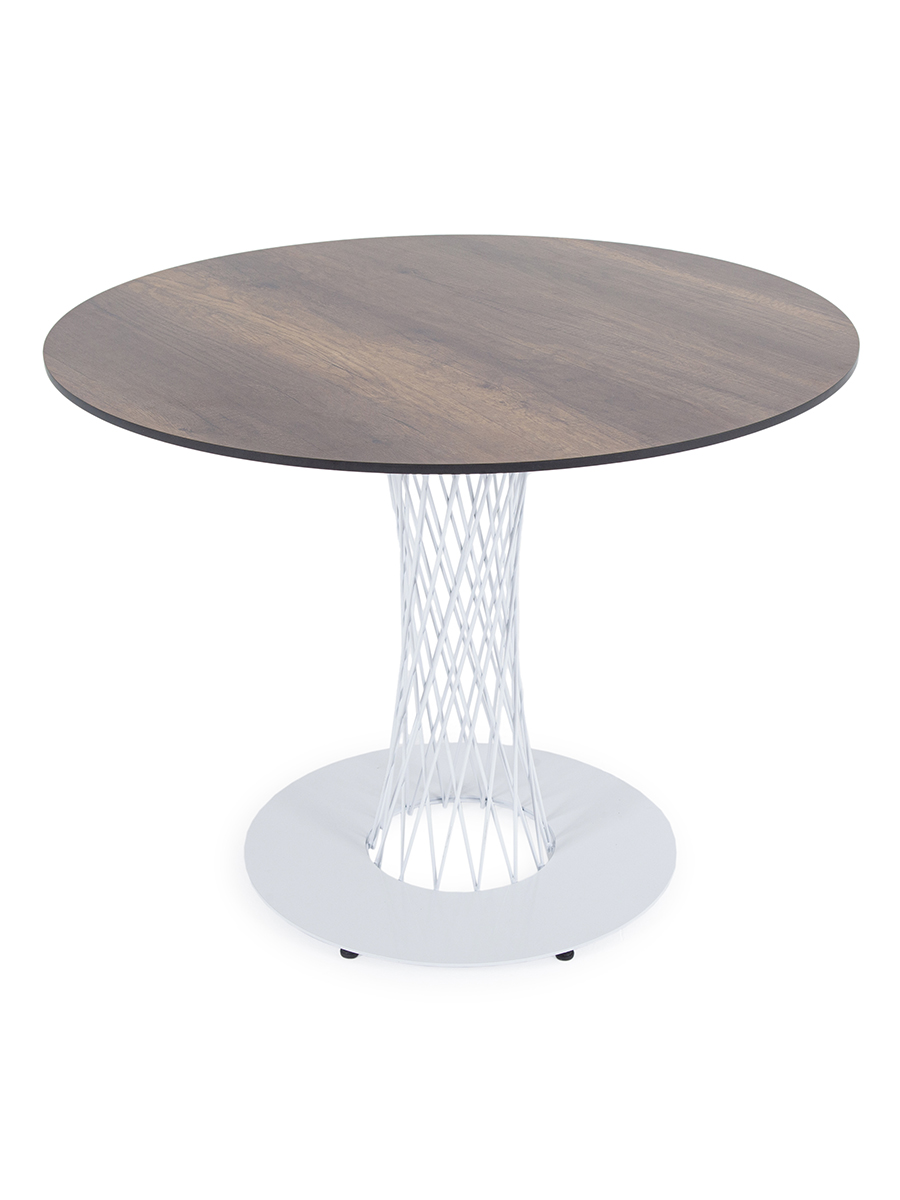 "Диего" обеденный стол из HPL круглый Ø100см, цвет "дуб", каркас белый