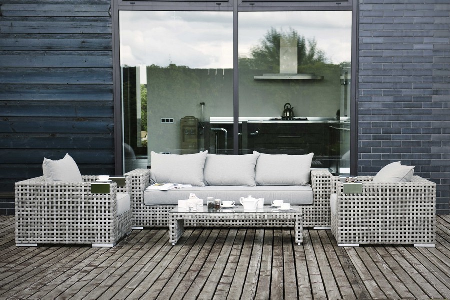 "Тито" лаунж-зона из искусственного ротанга, цвет серый (К)