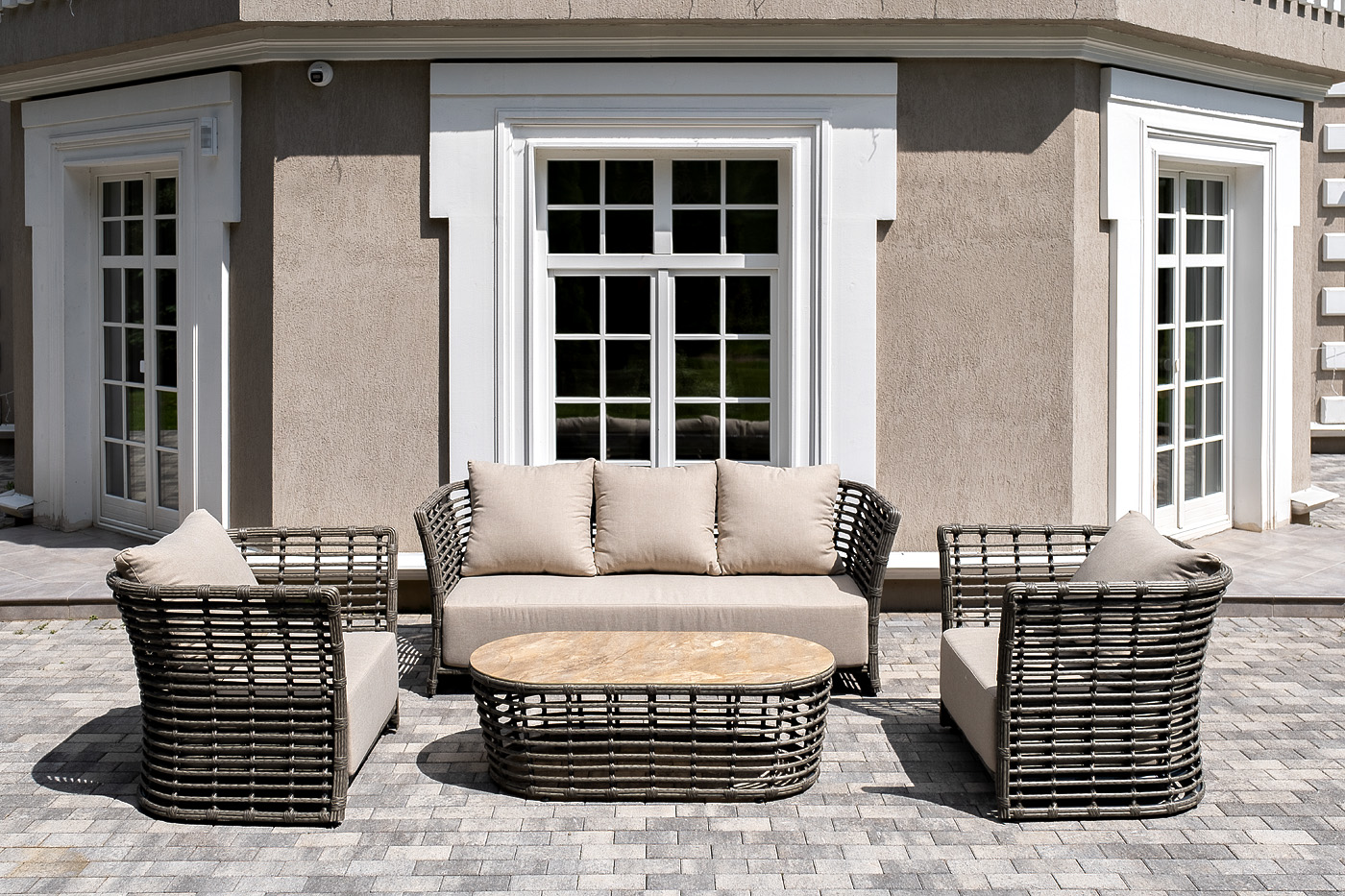 "Валенсия" лаунж-зона из искусственного ротанга, цвет серый