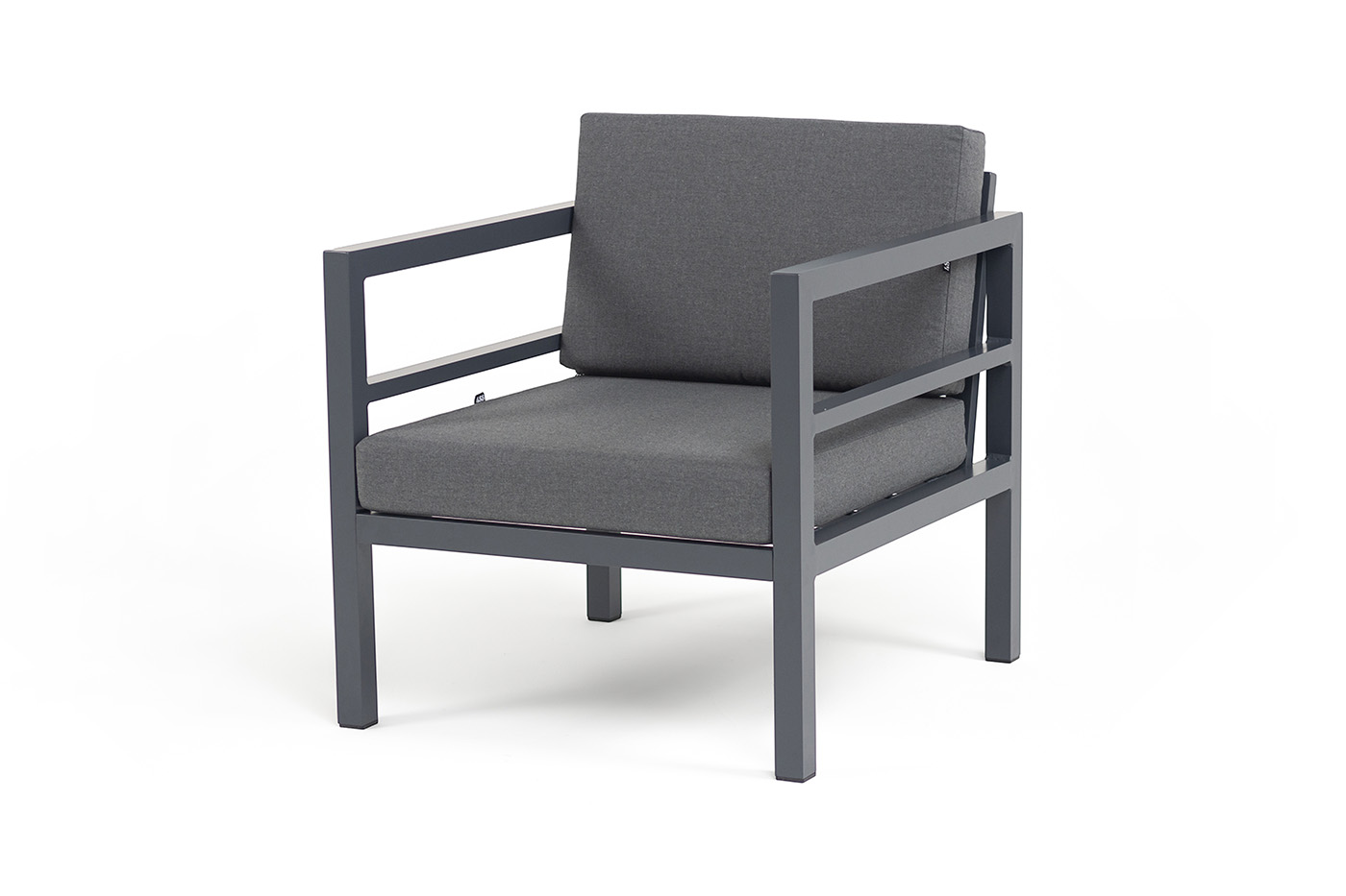 "Эстелья" кресло разборное, каркас алюминий темно-серый (RAL7024) матовый, ткань темно-серая 027