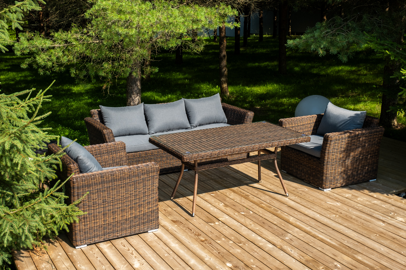 "Моккачино" обеденная группа из искусственного ротанга, цвет коричневый