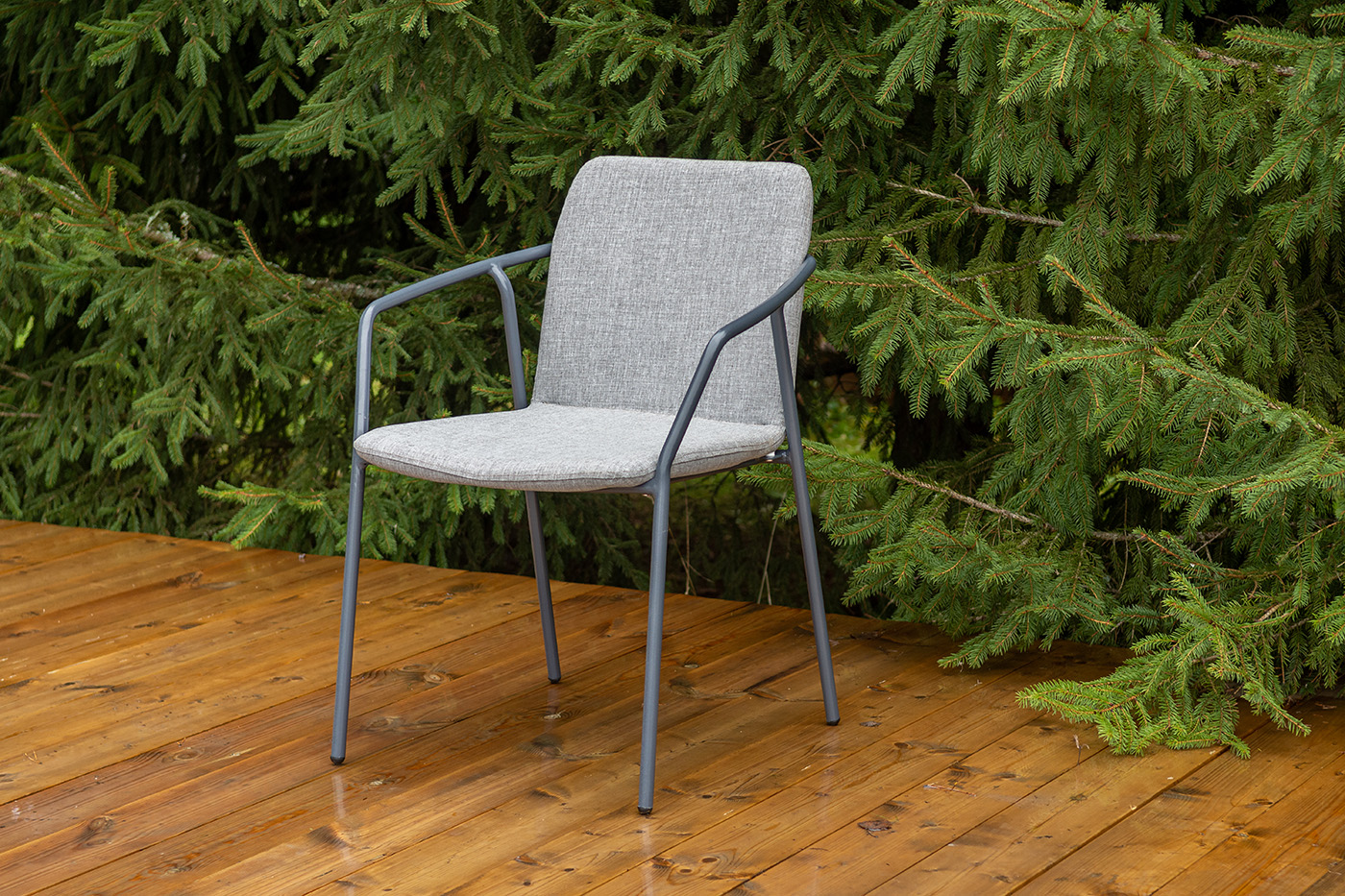 "Марокко" стул из текстилена nanotex, каркас алюминий темно-серый (RAL7024), цвет серый