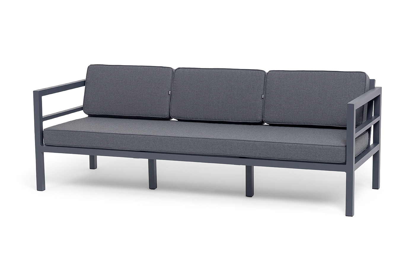 "Эстелья" диван 3-местный, каркас алюминий темно-серый (RAL7024) муар, ткань темно-серая 027