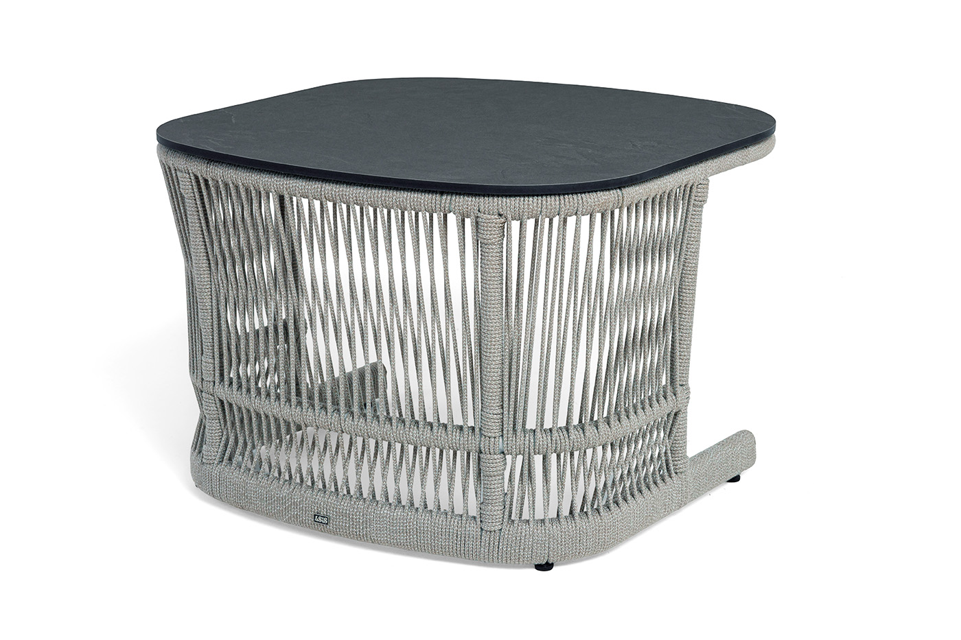 "Лугано" журнальный стол 76х76 H55 см из HPL, цвет "серый гранит", роуп серый меланж