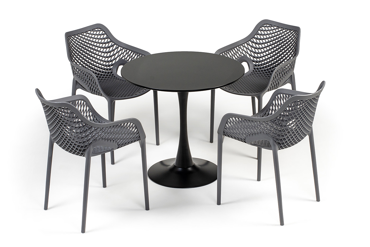 "Беллини" обеденная группа на 4 персоны, цвет темно-серый