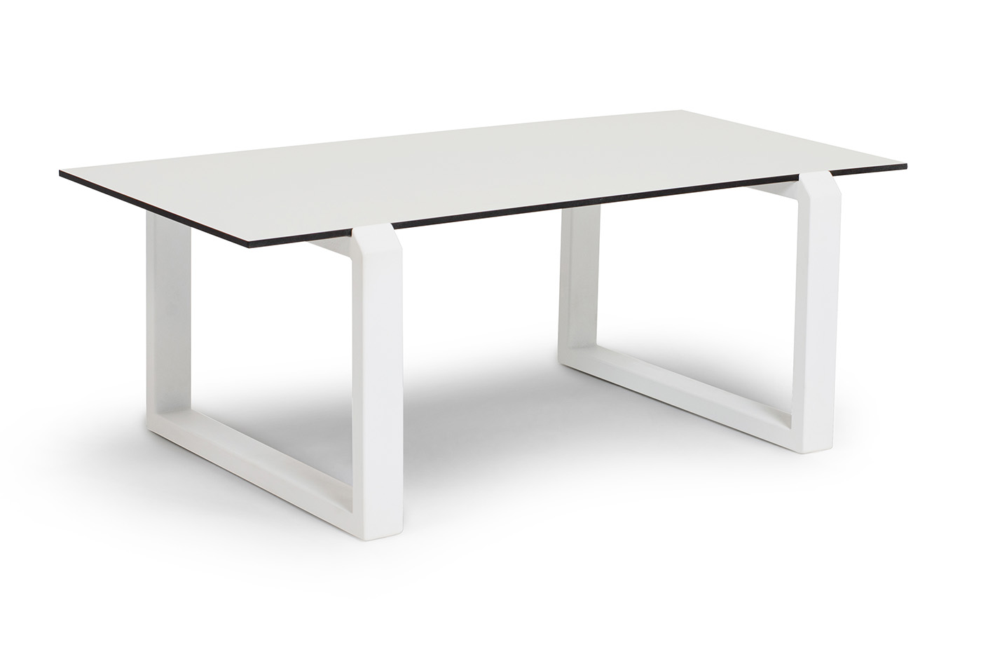 "Варадеро" журнальный стол из HPL 110х60 H43, каркас алюминий белый муар, цвет столешницы "молочный"