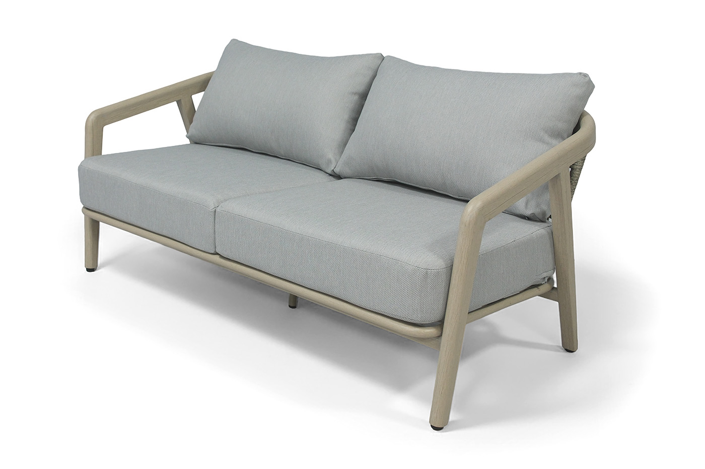 "Брюссель" диван двухместный из искусственного ротанга, цвет серый, каркас под дерево (холодно-бежевый)