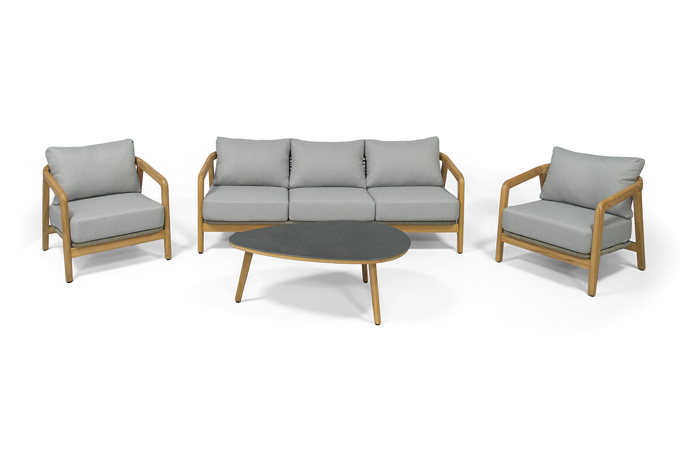 "Лейпциг" лаунж-зона из тика на 5 персон, цвет серый (К)