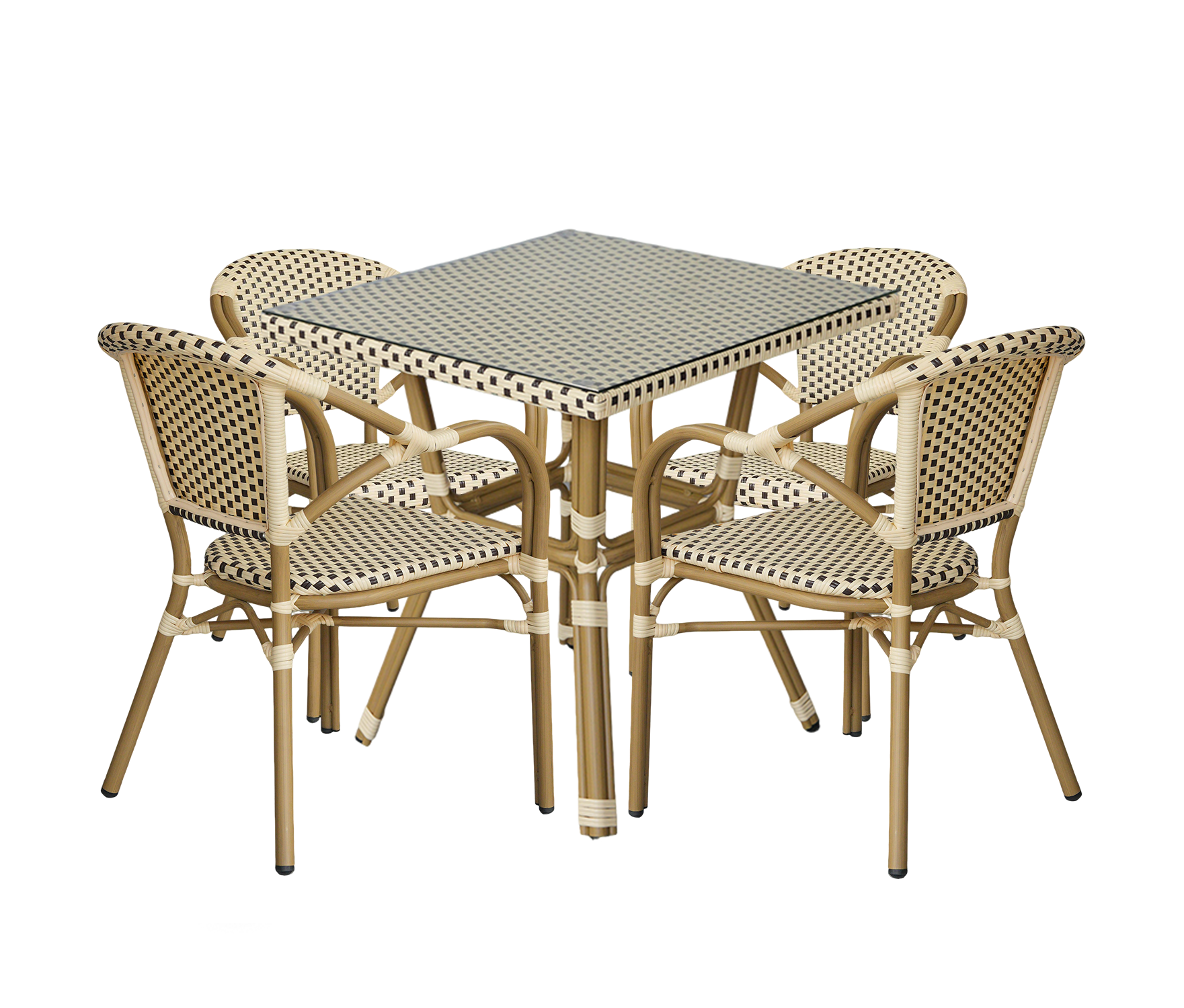 "Кабри" обеденная группа плетеная на 4 персоны, цвет бежево-коричневый