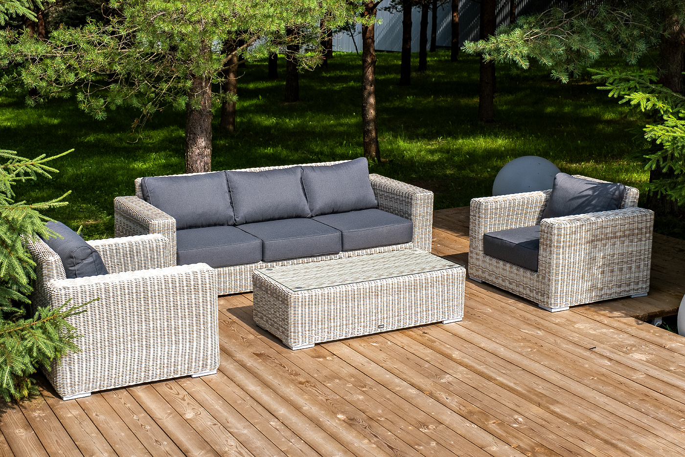 "Боно" лаунж-зона из искусственного ротанга, цвет бежевый