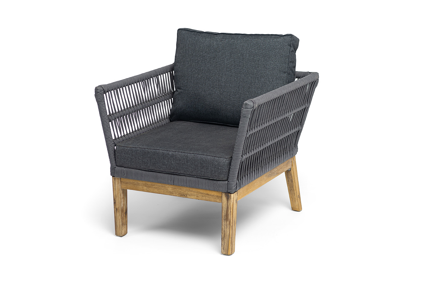 "Мальорка" кресло плетеное из роупа (веревки), цвет темно-серый