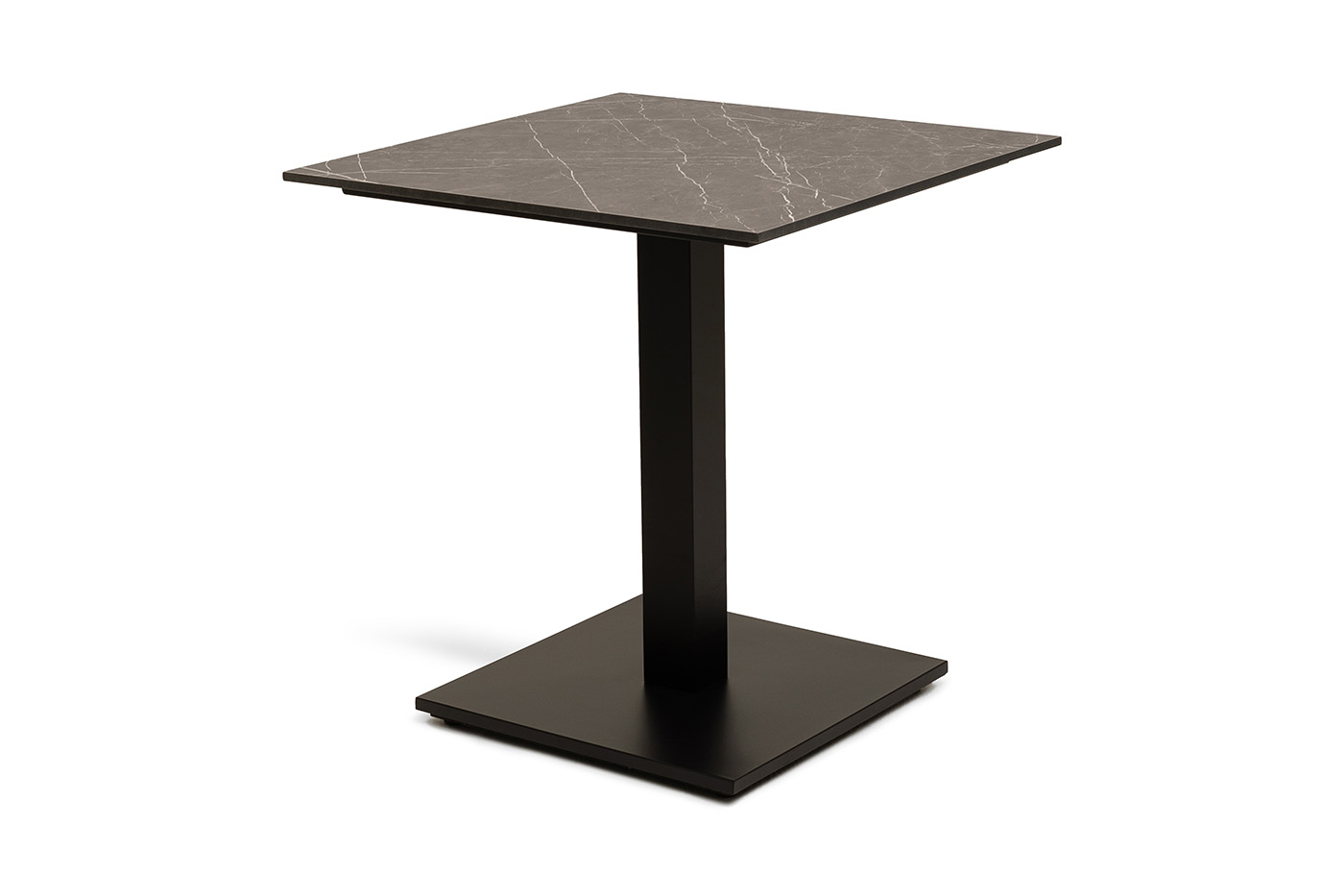 "Каффе" стол из HPL квадратный 70х70см, цвет "серый мрамор", подстолье стальное