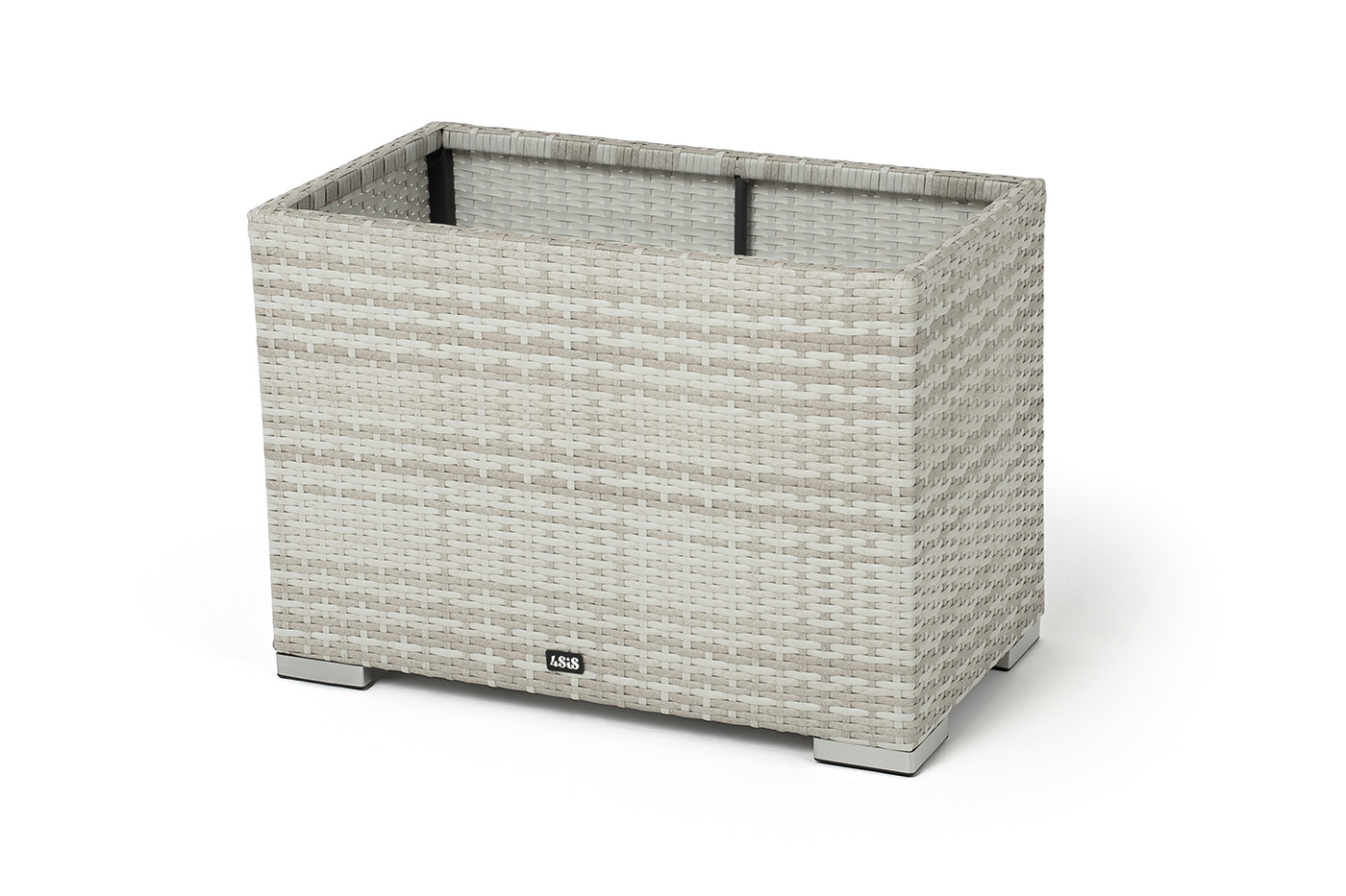 "Лунго" кашпо для цветов большое плетеное из искусственного ротанга, цвет бежевый