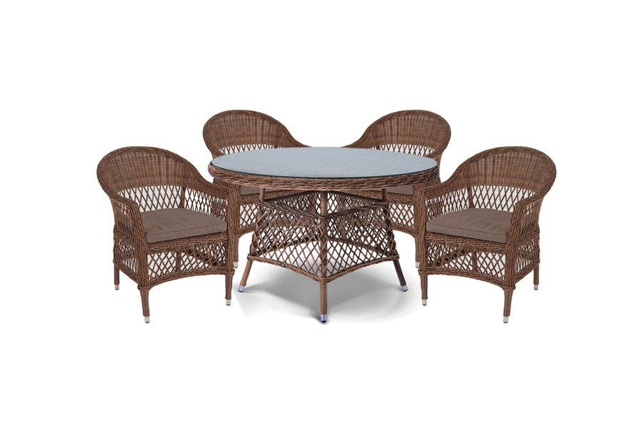 "Эспрессо–120 S" обеденная группа плетеная, цвет коричневый