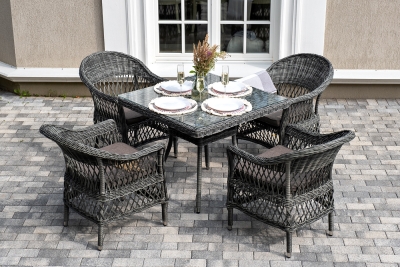 "Сицилия" обеденная группа плетеная, цвет графит