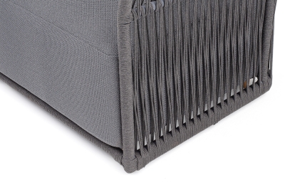 "Лугано" кресло плетеное из роупа, каркас алюминий темно-серый (RAL7024) муар, роуп темно-серый круглый, ткань темно-серая YB25-0027