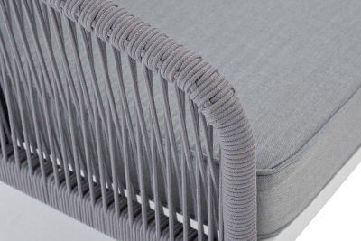 "Канны" диван модульный плетеный из роупа, каркас алюминий белый, роуп светло-серый круглый, ткань светло-серая "Канны" диван модульный плетеный из роупа, каркас алюминий белый, роуп светло-серый круглый, ткань светло-серая