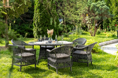 "Эспрессо–150 S" обеденная группа плетеная, цвет графит "Эспрессо–150 S" обеденная группа плетеная, цвет графит