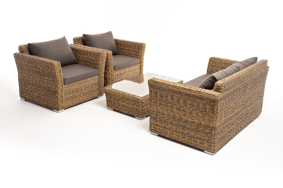 Капучино Сингл лаунж-зона из искусственного ротанга (гиацинт), цвет соломенный - фото 17