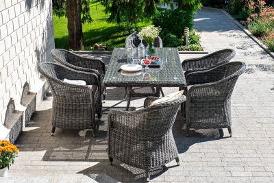 "Эспрессо" обеденная группа плетеная, цвет графит "Эспрессо" обеденная группа плетеная, цвет графит