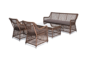 "Асти" лаунж-зона из искусственного ротанга на 4 персоны, цвет коричневый "Асти" лаунж-зона из искусственного ротанга на 4 персоны, цвет коричневый