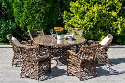 "Эспрессо–150 L" обеденная группа плетеная, цвет коричневый "Эспрессо–150 L" обеденная группа плетеная, цвет коричневый