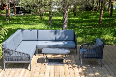 "Канны" модульная угловая лаунж-зона из роупа (веревки), цвет темно-серый