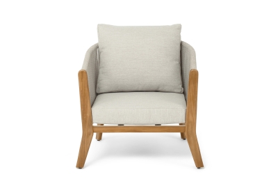 "Сидней" кресло плетеное из роупа, основание тик, каркас алюминий бежевый, роуп бежевый, ткань бежевая