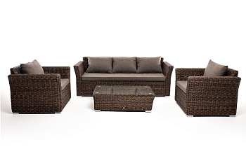 "Капучино" лаунж-зона из искусственного ротанга (гиацинт), цвет коричневый "Капучино" лаунж-зона из искусственного ротанга (гиацинт), цвет коричневый