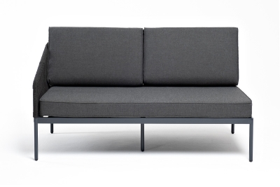 "Канны" правый модуль плетеный из роупа, каркас алюминий темно-серый (RAL7024) муар, роуп темно-серый круглый, ткань темно-серая 027 "Канны" правый модуль плетеный из роупа, каркас алюминий темно-серый (RAL7024) муар, роуп темно-серый круглый, ткань темно-серая 027