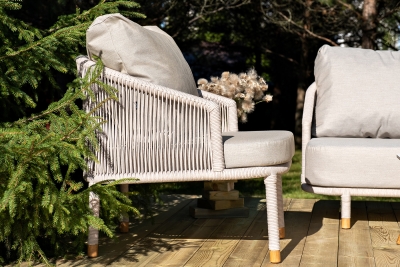 "Верона" лаунж-зона 5-местная плетеная из роупа (веревки), каркас алюминиевый белый, роуп бежевый