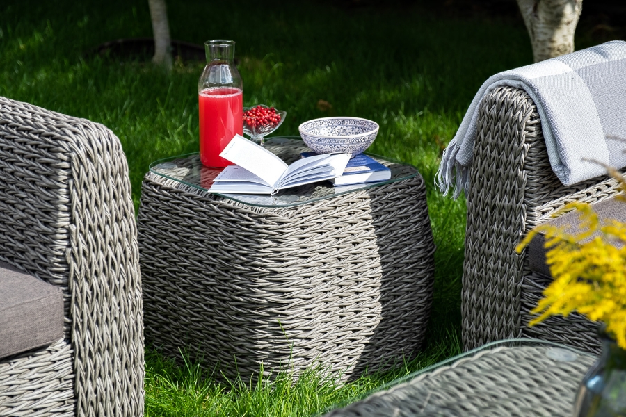 Кальяри кофейный столик из искусственного ротанга (гиацинт), цвет серый - фото 4