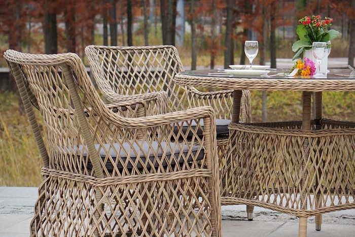 Доппио обеденная группа плетеная, цвет соломенный - фото 4