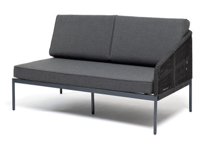 "Канны" левый модуль плетеный из роупа, каркас алюминий темно-серый (RAL7024) муар, роуп темно-серый круглый, ткань темно-серая 027 "Канны" левый модуль плетеный из роупа, каркас алюминий темно-серый (RAL7024) муар, роуп темно-серый круглый, ткань темно-серая 027