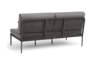 "Канны" прямой модуль плетеный из роупа, каркас алюминий темно-серый (RAL7024) муар, роуп темно-серый круглый, ткань темно-серая 027, L160