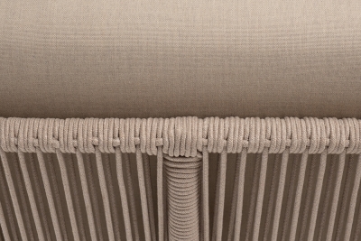 "Канны" угловой модуль плетеный из роупа, каркас алюминий белый муар, роуп бежевый круглый, ткань бежевая 15052